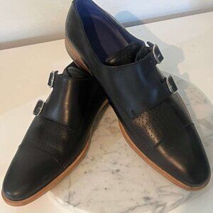 Black Leather Double Monk Strap Shoes | Classic Oxford Style | Chic & Modern